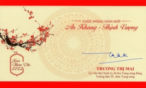 Thư chúc mừng năm mới của Trưởng Ban Tổ chức Trung ương